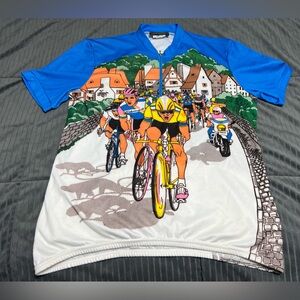 Vintage Aero Tech Schnaubelt Cycling Jersey XL Tour de France Graphic Race Rare!
